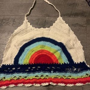 Rainbow crocheted halter top size medium